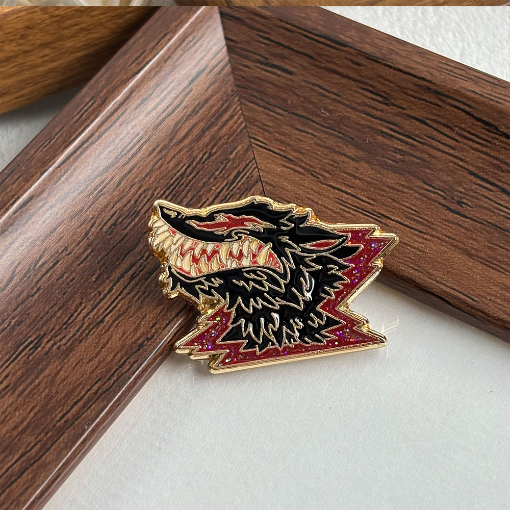 Fanged Wolf Metal Brooch, Dark - Vintage Collectible Clothing review and price