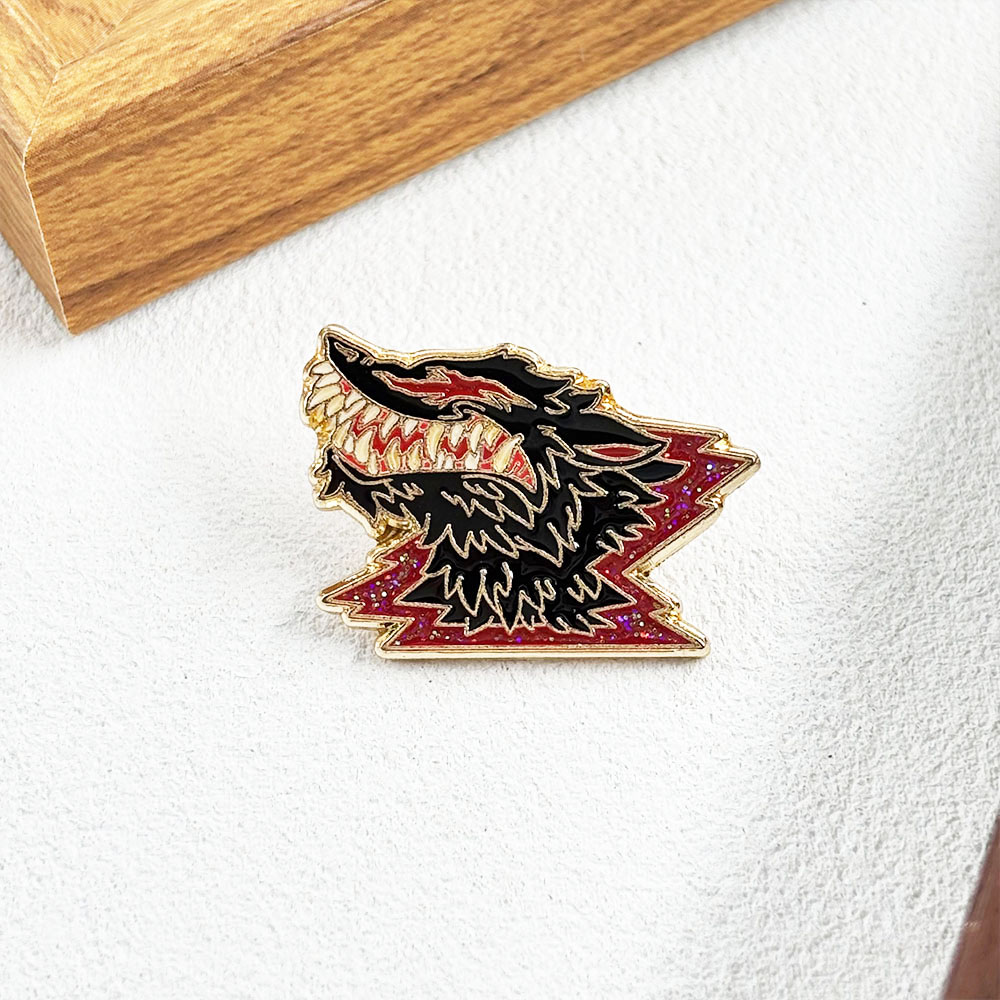 Fanged Wolf Metal Brooch, Dark - Vintage Collectible Clothing review and price