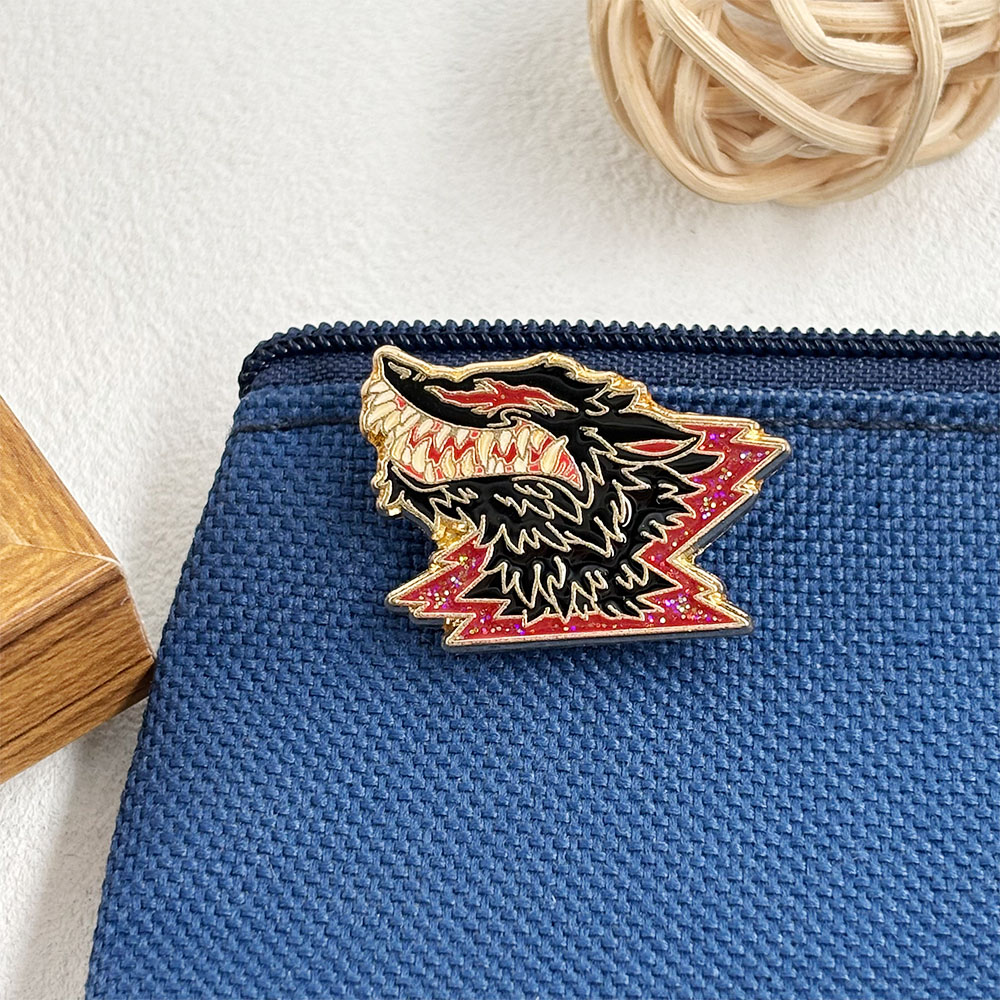 Fanged Wolf Metal Brooch, Dark - Vintage Collectible Clothing review and price
