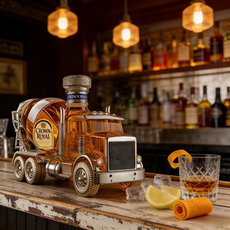 Vintage Truck Design Glass Whi - Vintage Collectible Liquor Bottles review and price