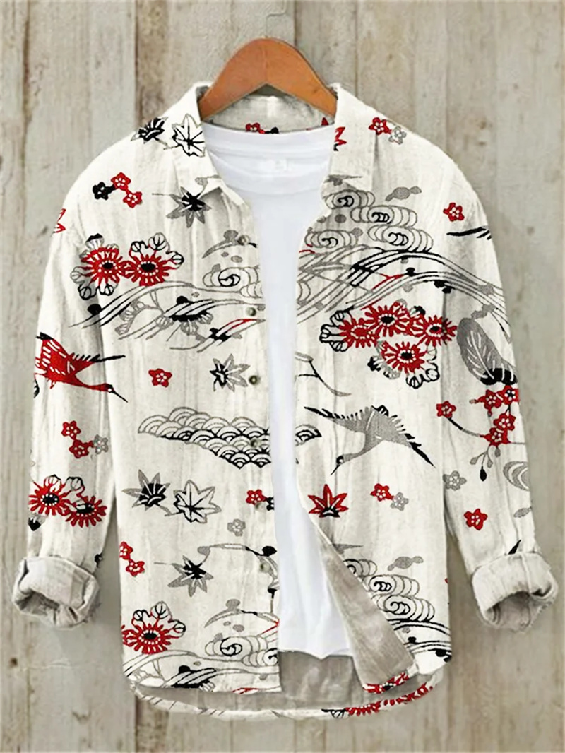 Men's Fish Printed Linen Long  - Vintage Collectible Shop review and price