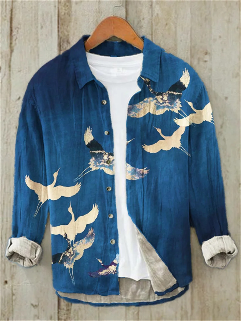 Men's Fish Printed Linen Long  - Vintage Collectible Shop review and price