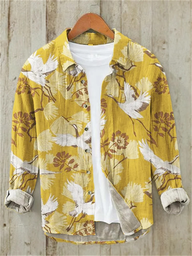Men's Fish Printed Linen Long  - Vintage Collectible Shop review and price